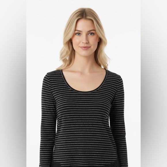 Lauren Conrad small black & gold bow tie top - Picture 1 of 8